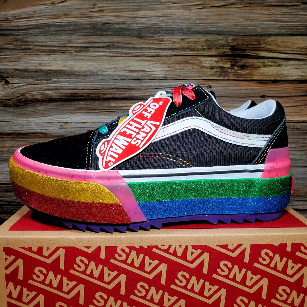 Vans Old Skool Unisex Stacked Rainbow Platform - Picture 2 of 7